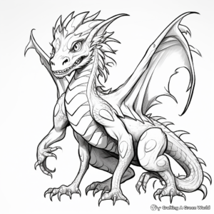 Fantasy Deinonychus: Dragon Hybrid Coloring Pages 2