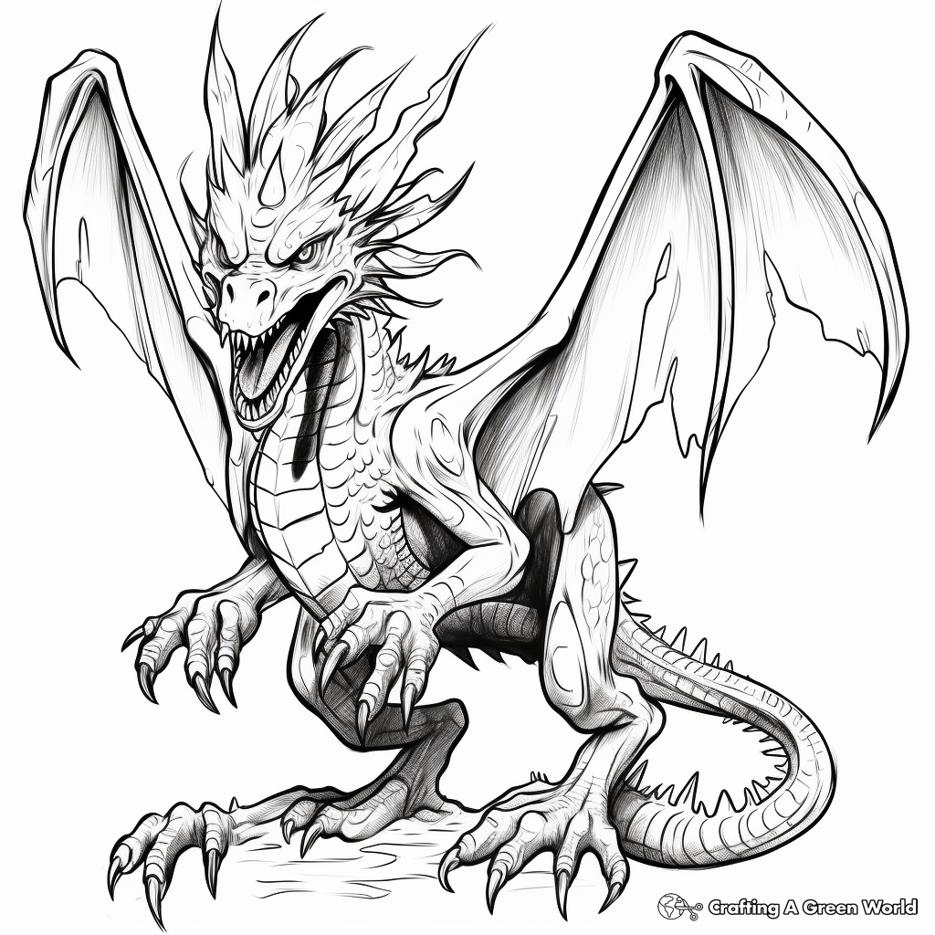 Fantasy Deinonychus: Dragon Hybrid Coloring Pages 3