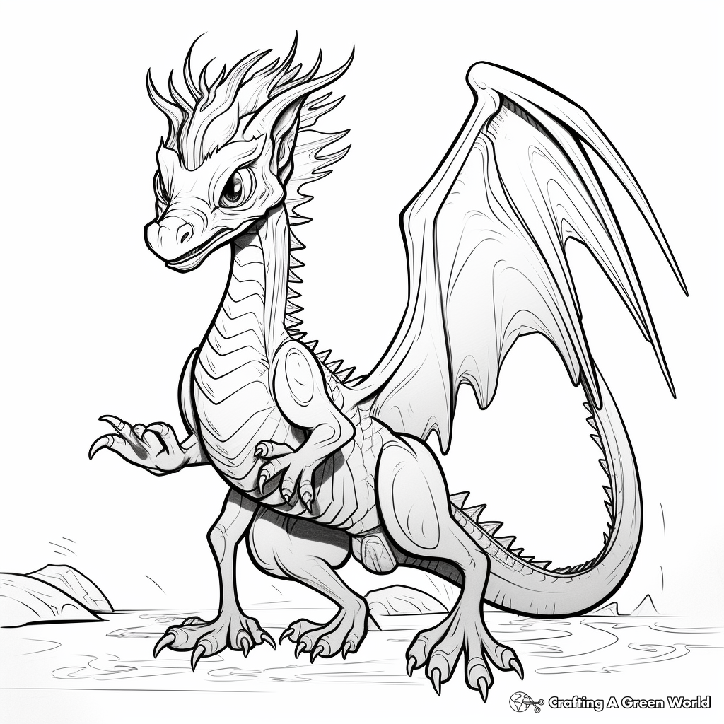 Fantasy Deinonychus: Dragon Hybrid Coloring Pages 4