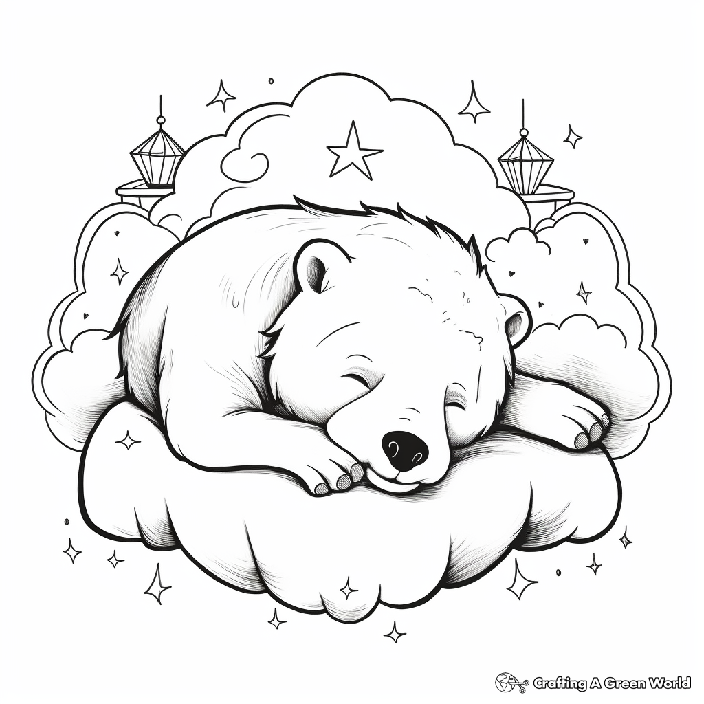 Fantasy Dreaming Bear Coloring Pages 1