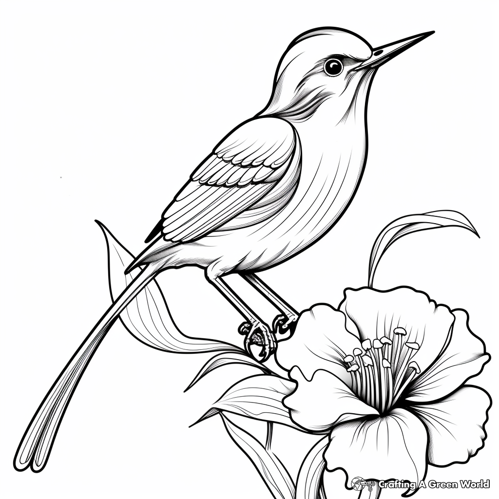 Fantasy Fairy Wren and Fuchsia Flower Coloring Pages 3