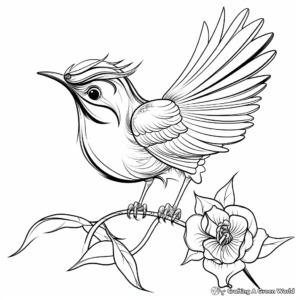 Fantasy Fairy Wren and Fuchsia Flower Coloring Pages 4