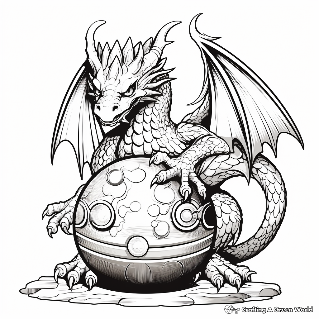 Fantasy Fireball Coloring Sheets: Wizards and Dragons 1
