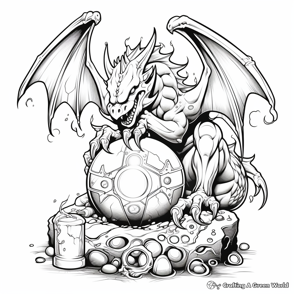 Fantasy Fireball Coloring Sheets: Wizards and Dragons 4