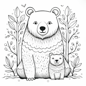 Fantasy Forest Mama Bear Coloring Pages 1