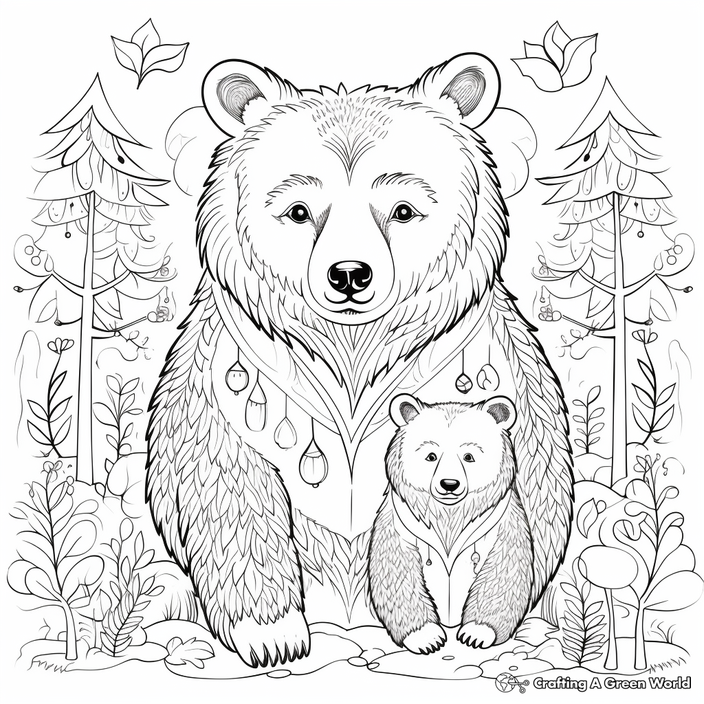 Fantasy Forest Mama Bear Coloring Pages 3