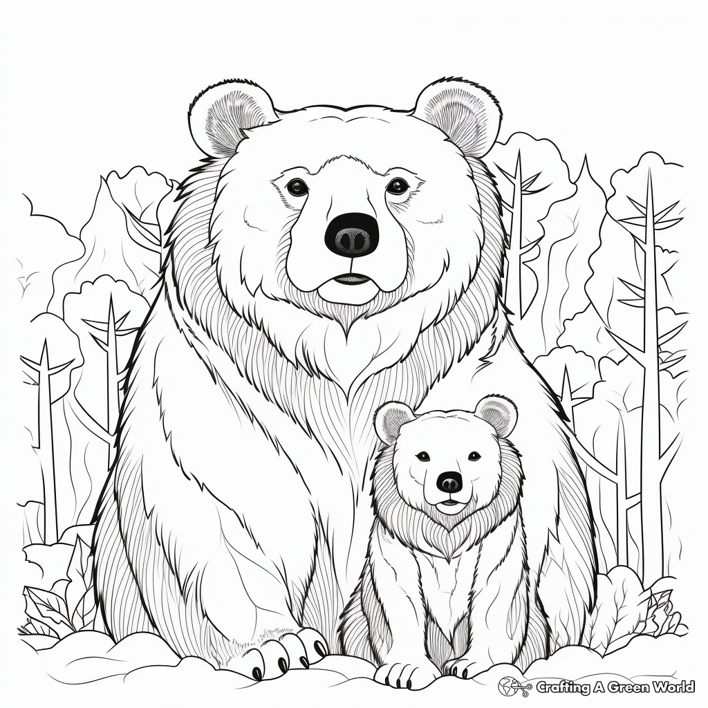 Fantasy Forest Mama Bear Coloring Pages 4