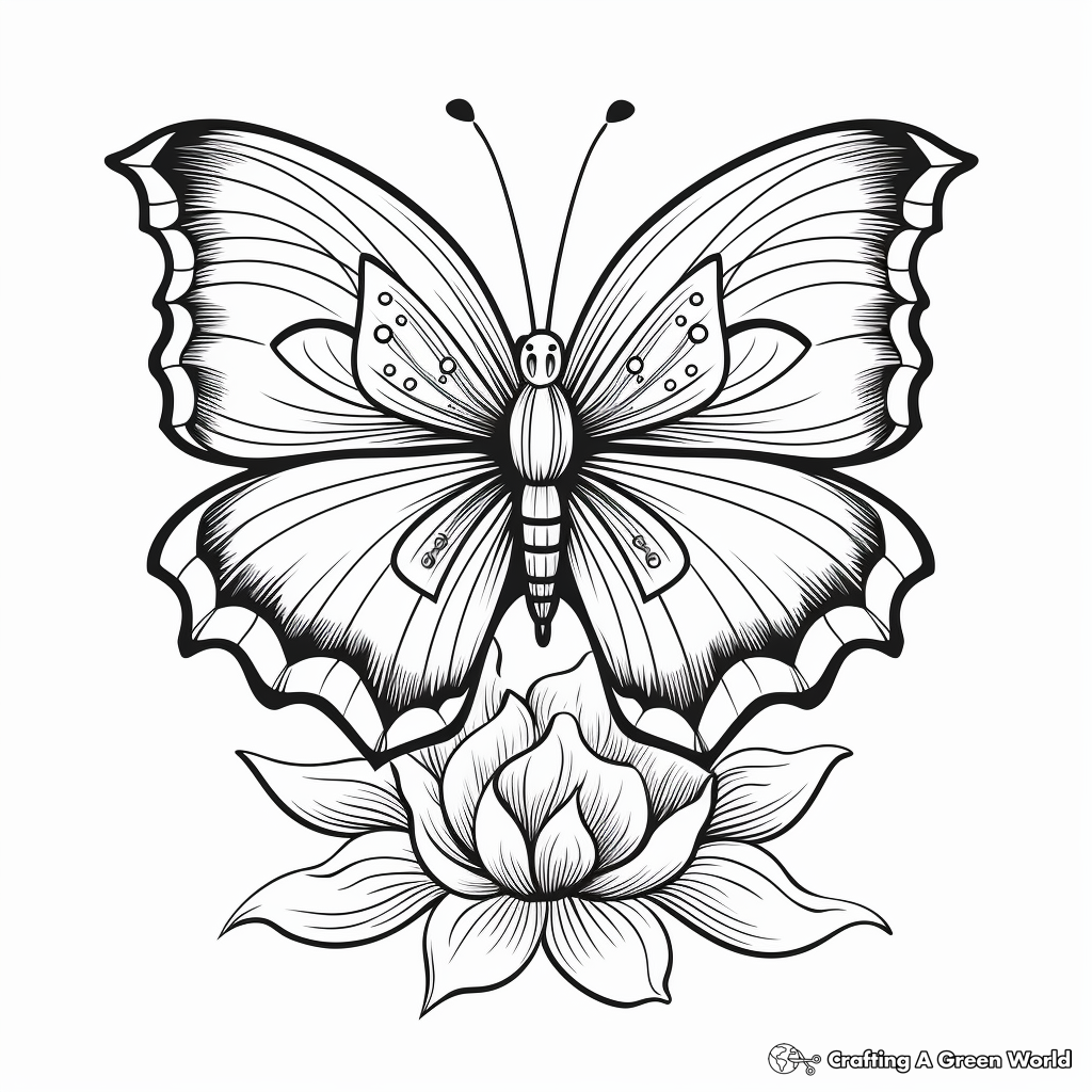 Fantasy Half Butterfly, Half Lotus Coloring Pages 3