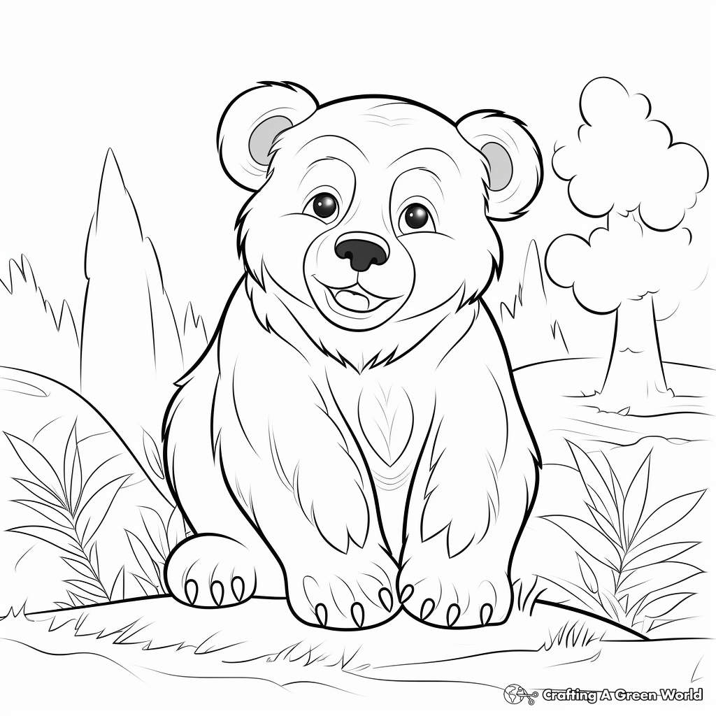 Fantasy Inspired Black Bear Coloring Pages 1
