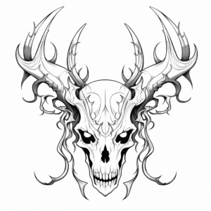 Fantasy Inspired Deer Skull Coloring Pages 2