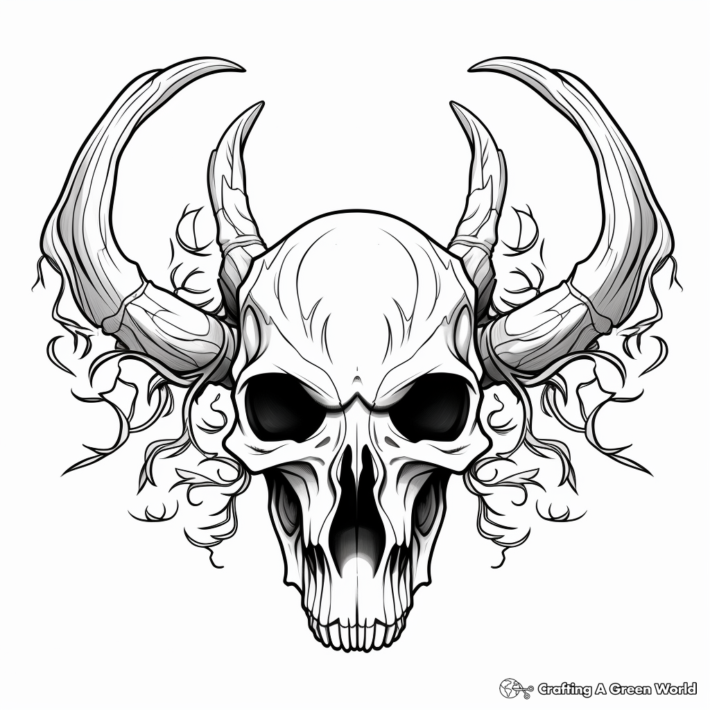 Fantasy Inspired Deer Skull Coloring Pages 3