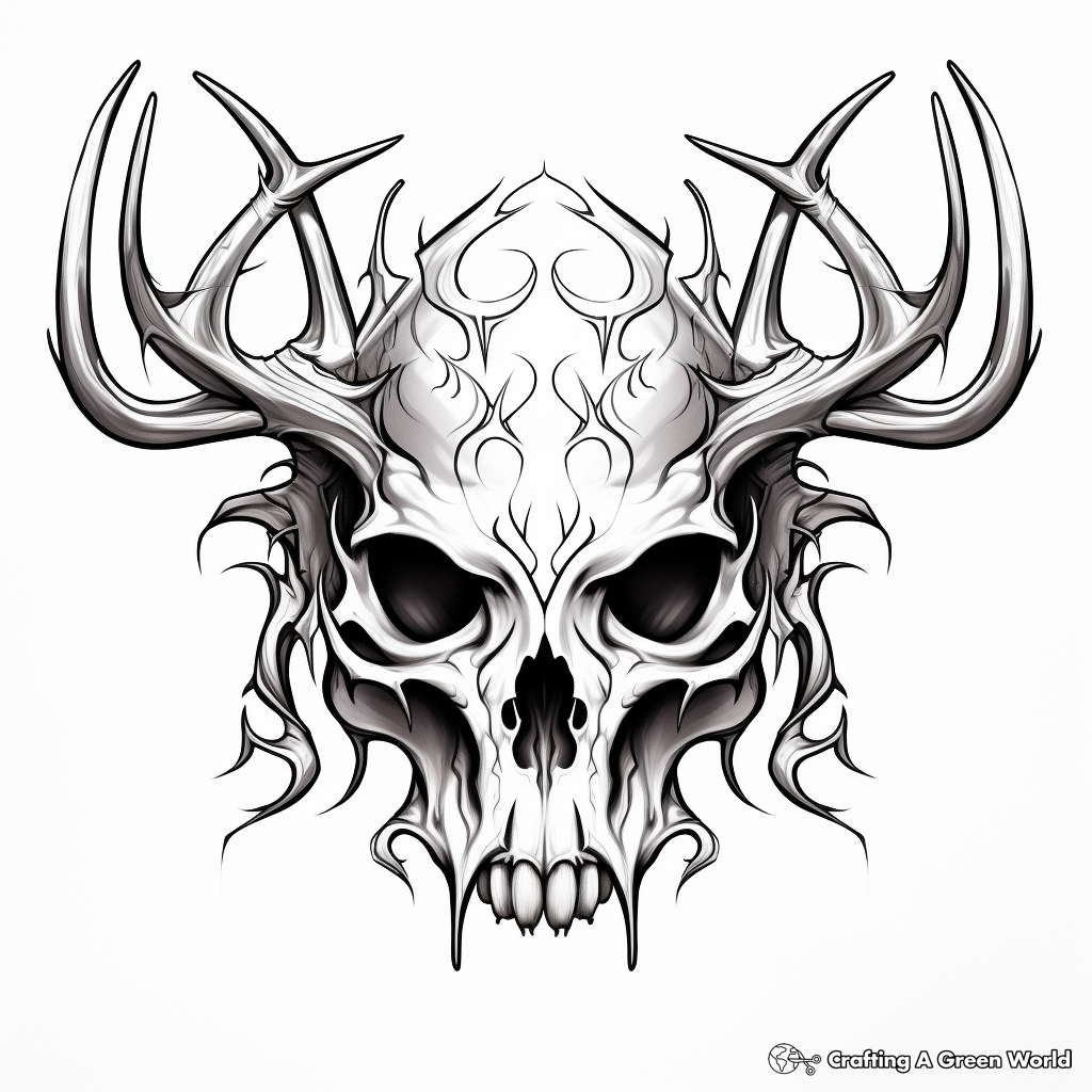 Fantasy Inspired Deer Skull Coloring Pages 4