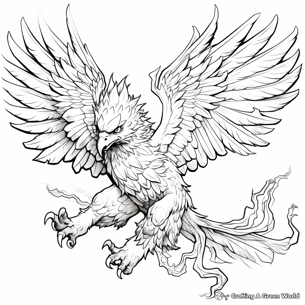 Fantasy-inspired Griffin (part-eagle) Flying Coloring Pages 3