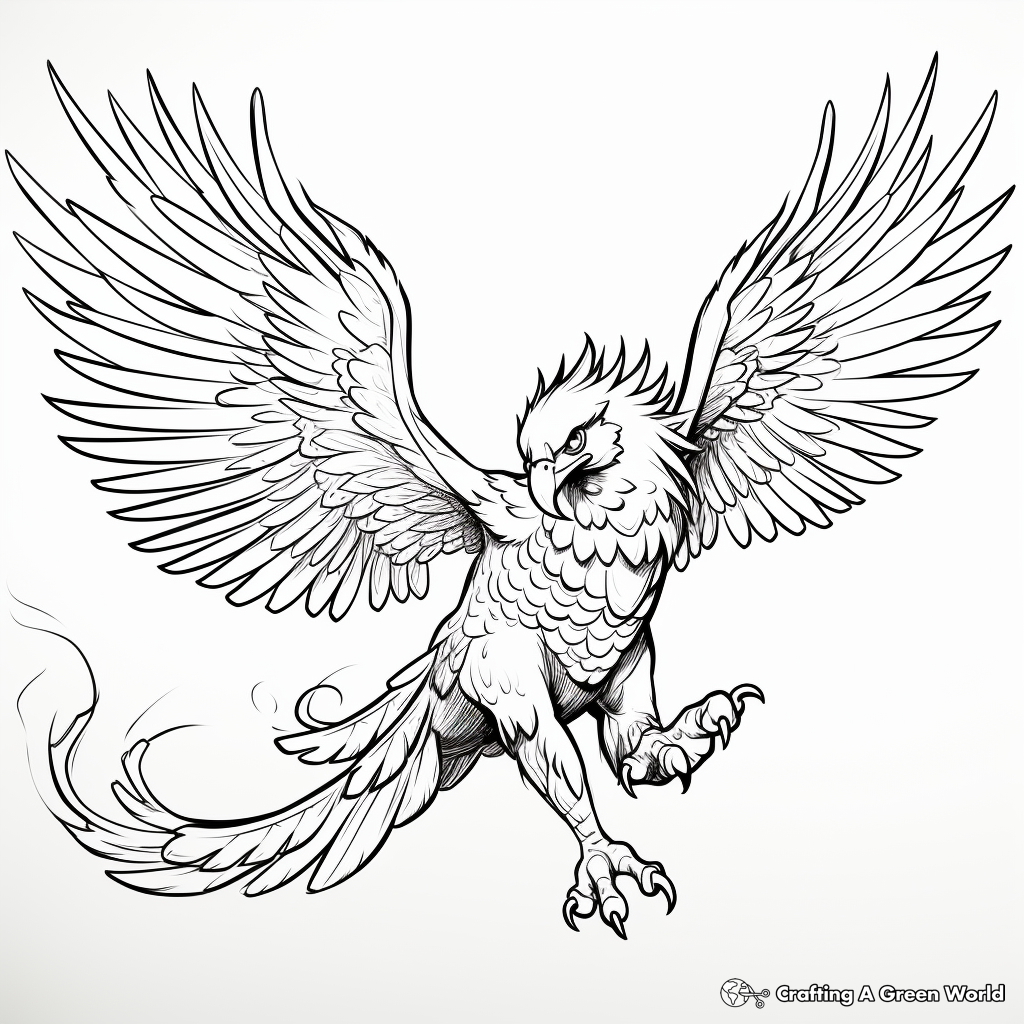 Fantasy-inspired Griffin (part-eagle) Flying Coloring Pages 4