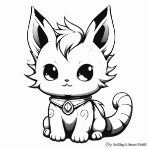 Fantasy Kitten with Unicorn Horn Coloring Pages 2