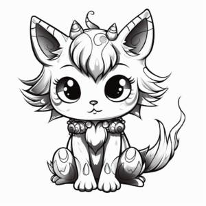 Fantasy Kitty Fairy Coloring Pages for Kids 1