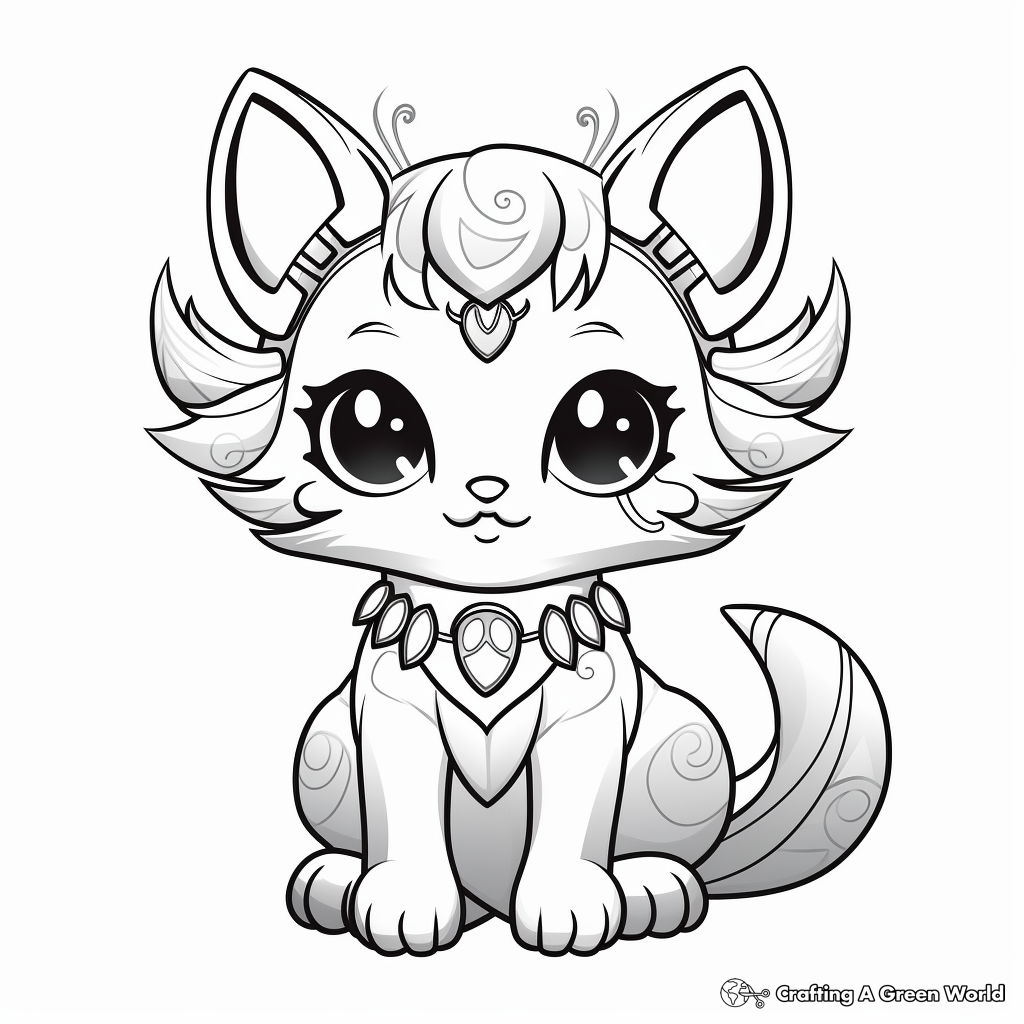 Fantasy Kitty Fairy Coloring Pages for Kids 2