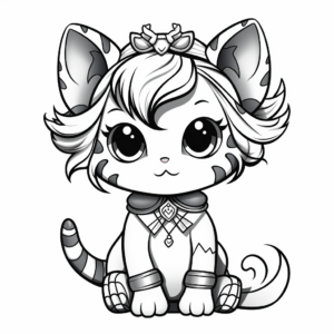 Fantasy Kitty Fairy Coloring Pages for Kids 3