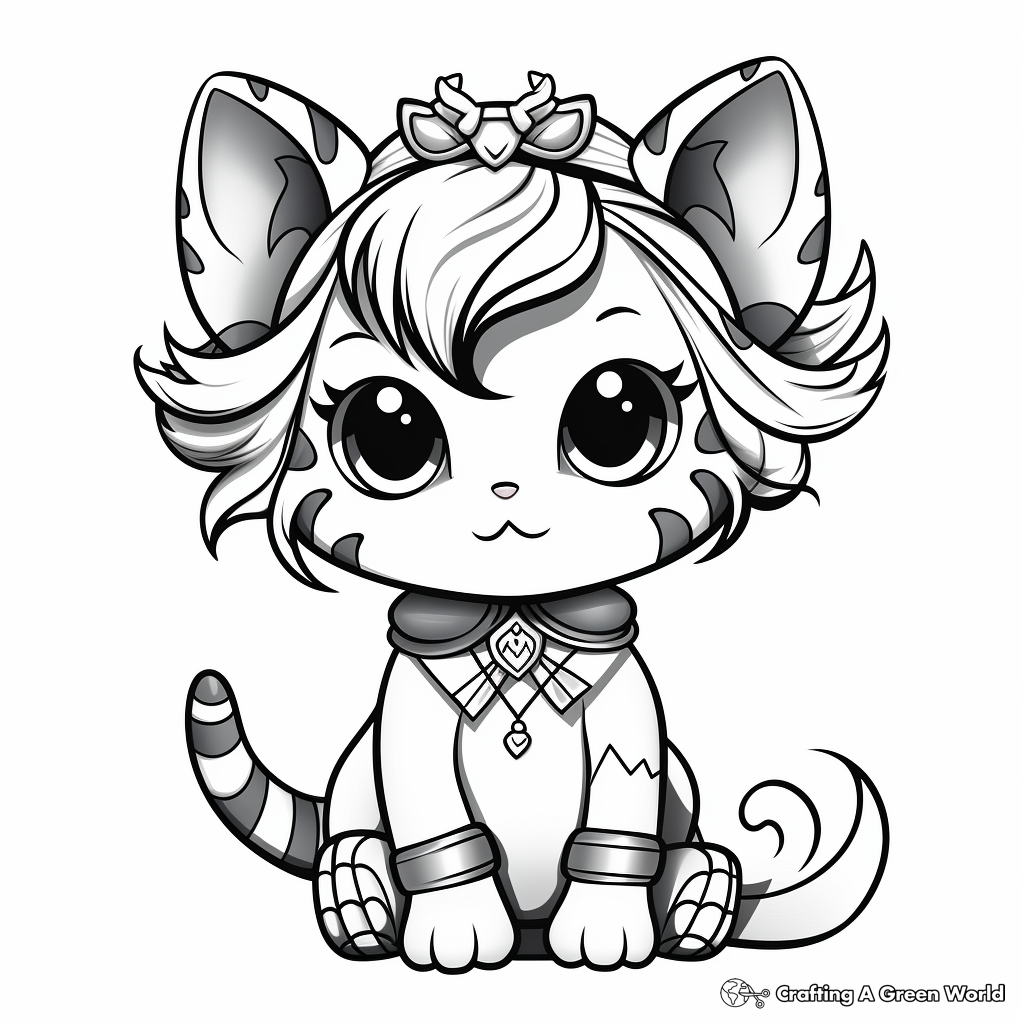 Fantasy Kitty Fairy Coloring Pages for Kids 3