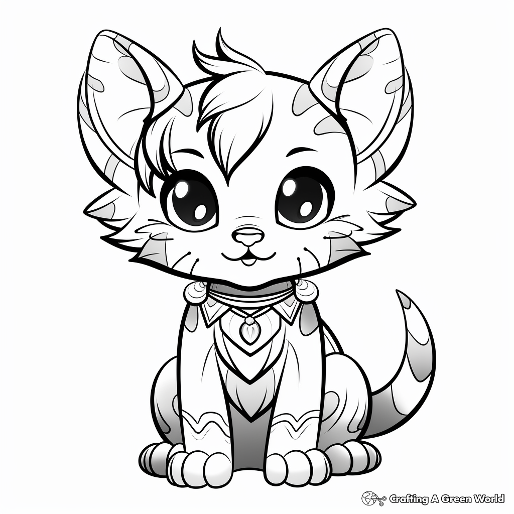 Fantasy Kitty Fairy Coloring Pages for Kids 4