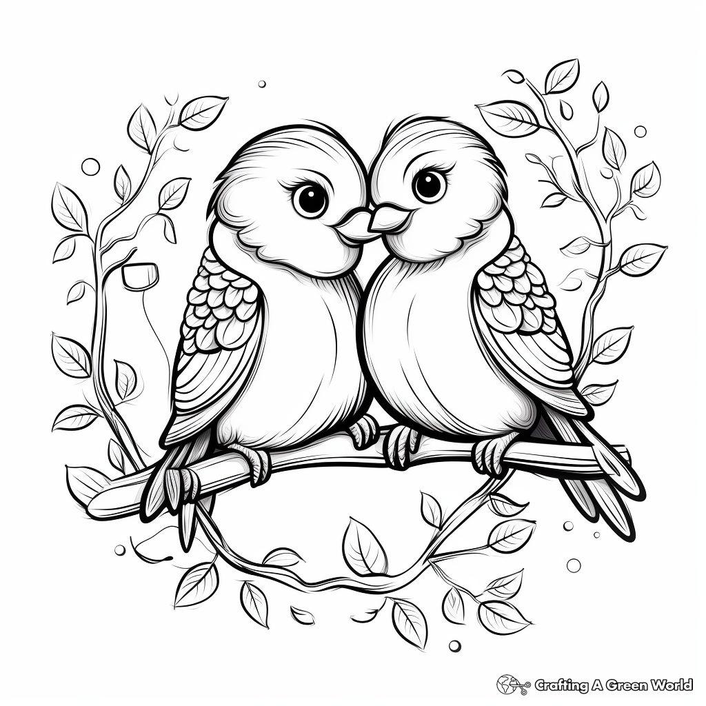 Fantasy Love Bird Coloring Pages 4