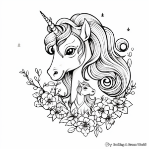 Fantasy Love Unicorn Coloring Pages 3