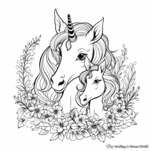 Fantasy Love Unicorn Coloring Pages 4