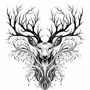 Fantasy Magical Deer Antler Coloring Pages 1