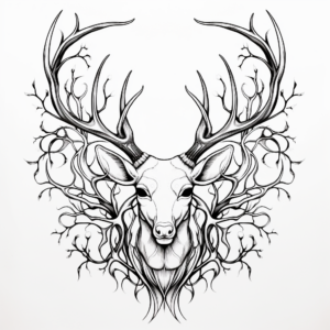 Fantasy Magical Deer Antler Coloring Pages 2