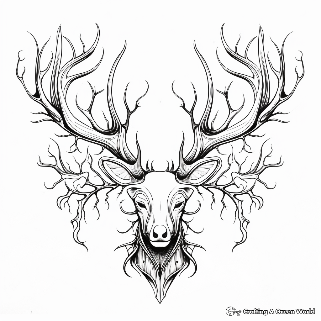 Fantasy Magical Deer Antler Coloring Pages 3