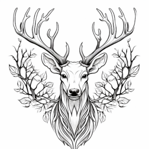 Fantasy Magical Deer Antler Coloring Pages 4