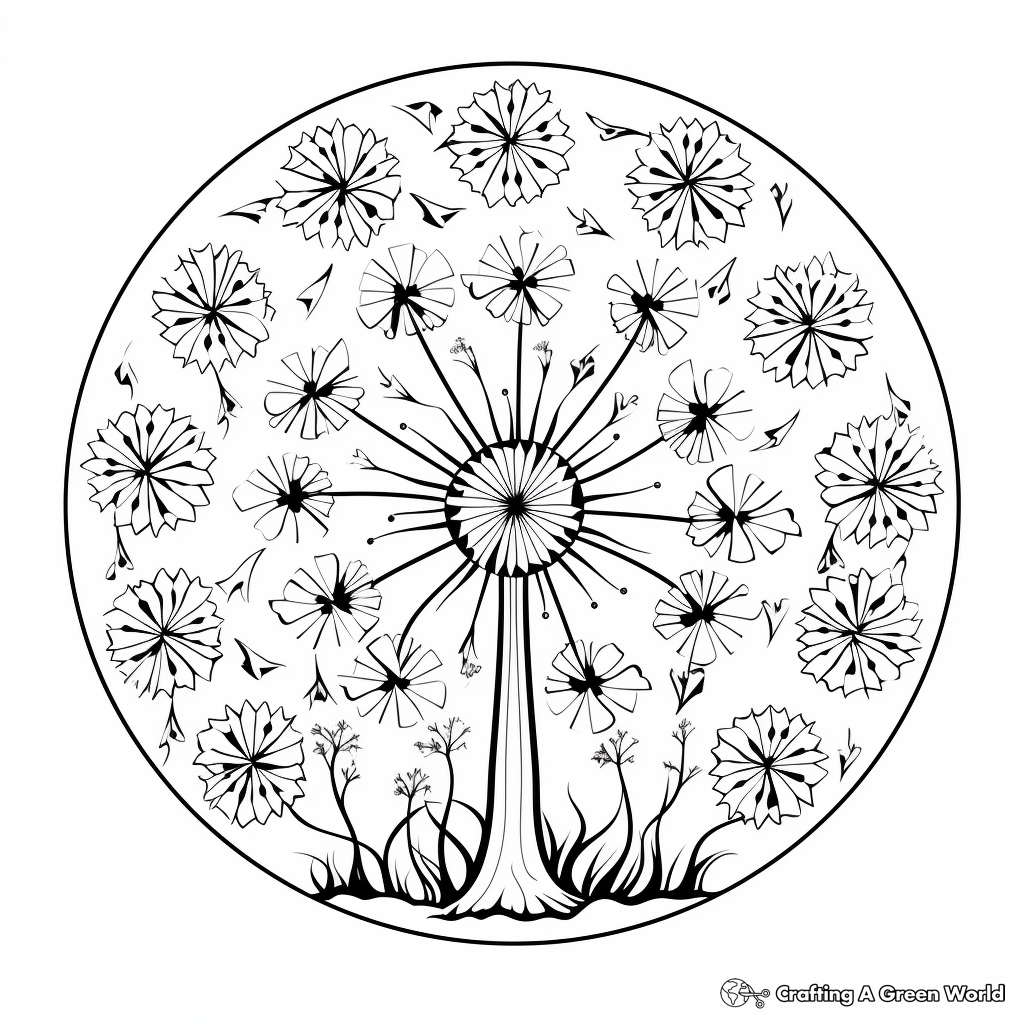 Fantasy Mandala Dandelion Coloring Pages 2