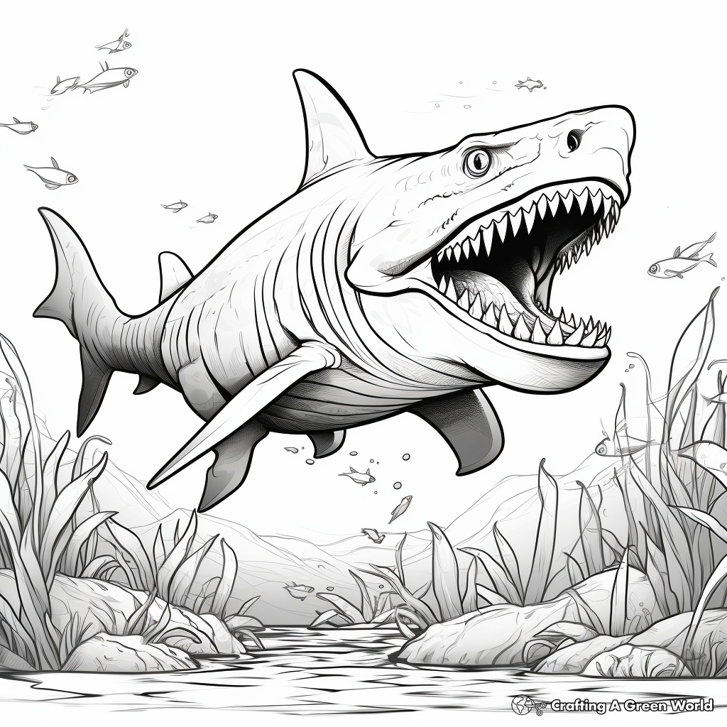 Fantasy Megalodon Coloring Pages 2