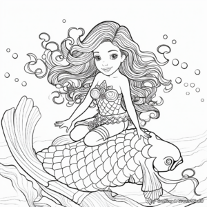 Fantasy Mermaid Feet (Fins) Coloring Pages 1