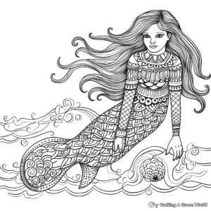 Fantasy Mermaid Feet (Fins) Coloring Pages 2