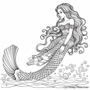 Fantasy Mermaid Feet (Fins) Coloring Pages 3