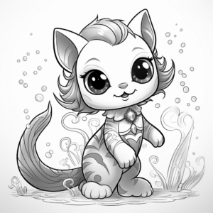 Fantasy Mermaid Kitty Coloring Pages 1