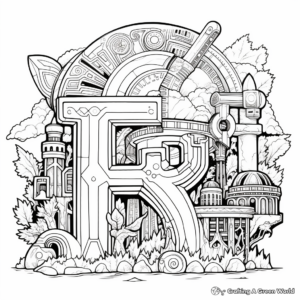 Fantasy-themed Alphabet Coloring Pages 3