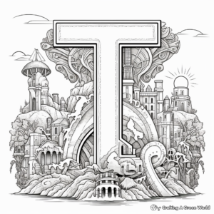 Fantasy-themed Alphabet Coloring Pages 4
