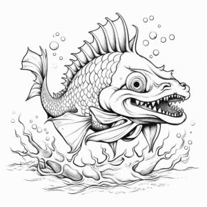 Fantasy-Themed Dragon Fish Coloring Pages 2