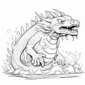 Fantasy-Themed Dragon Fish Coloring Pages 4