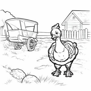 Farm Scene Baby Turkey Coloring Pages 3