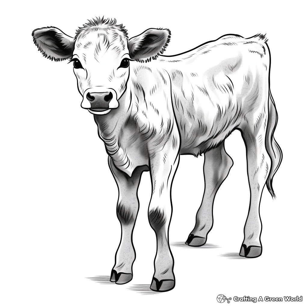 Farm-Themed Baby Cow Coloring Pages 1
