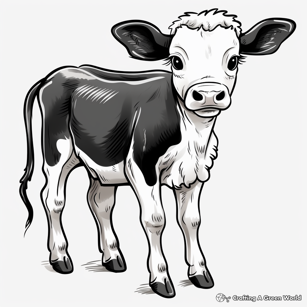 Farm-Themed Baby Cow Coloring Pages 2