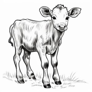 Farm-Themed Baby Cow Coloring Pages 3