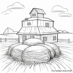 Farm-themed Haystack Coloring Pages 1