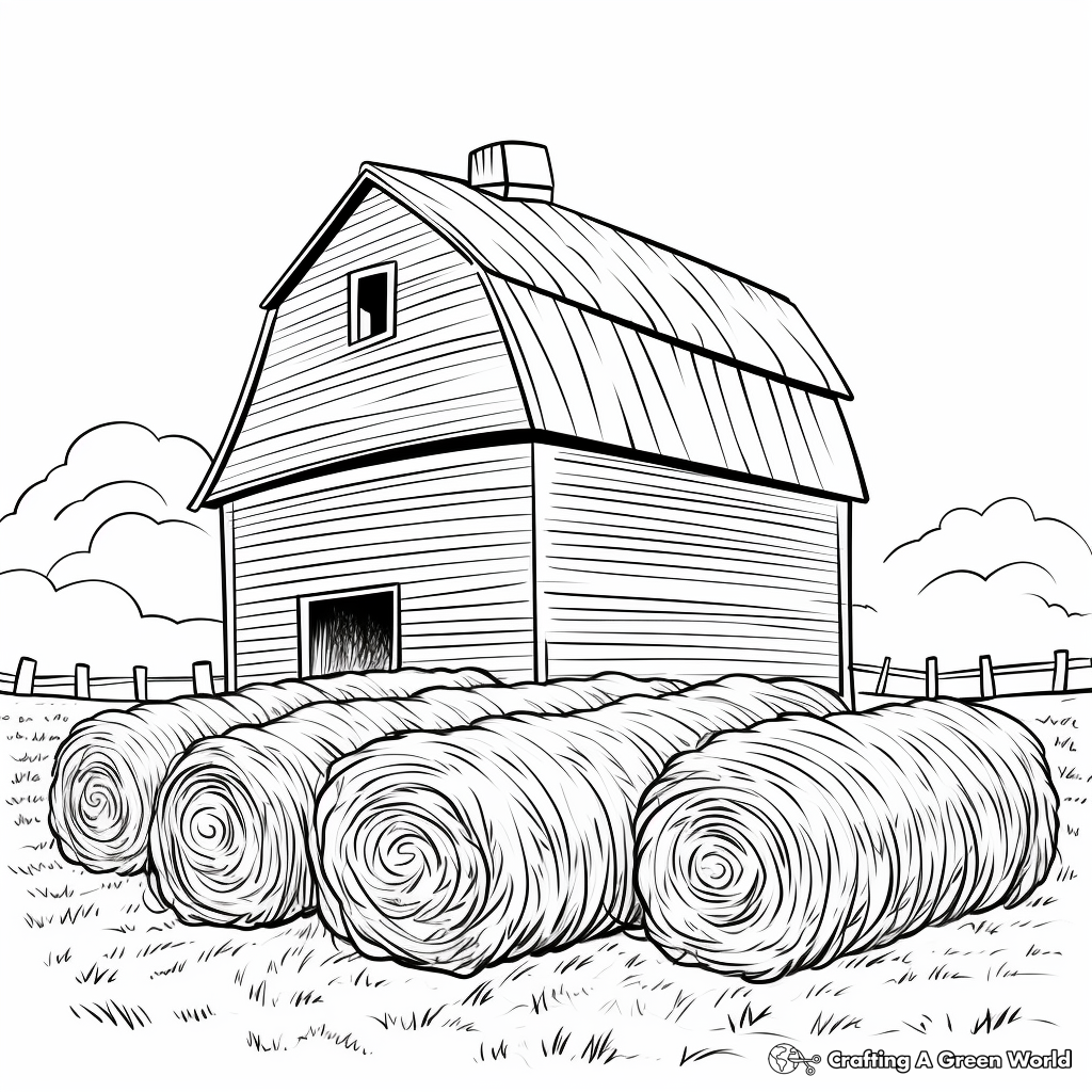 Farm-themed Haystack Coloring Pages 3