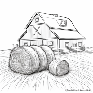 Farm-themed Haystack Coloring Pages 4