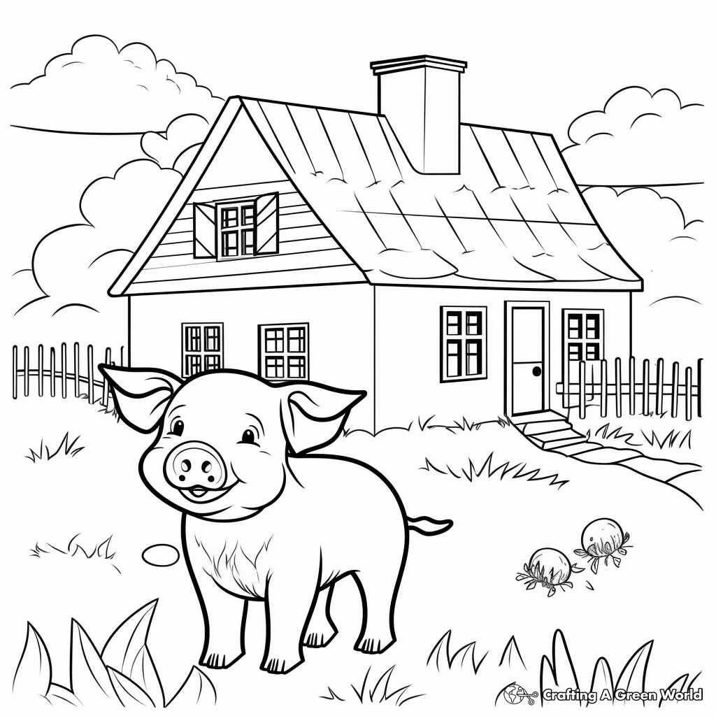 Farmhouse Pig Coloring Pages 3