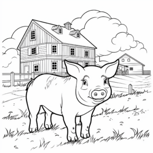 Farmhouse Pig Coloring Pages 4